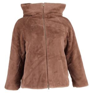 Herno Faux Fur Hooded Jacket in Brown Polyester